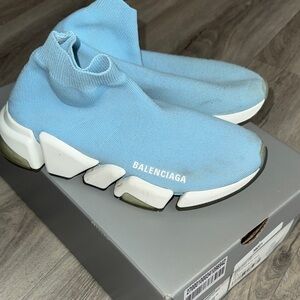 Balenciaga Baby Blue Sock-Style Speed Trainers